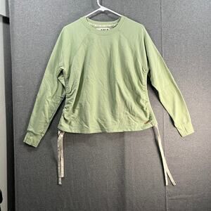 Peace Love World Crewneck Side Tie Pullover Sage XX-Small